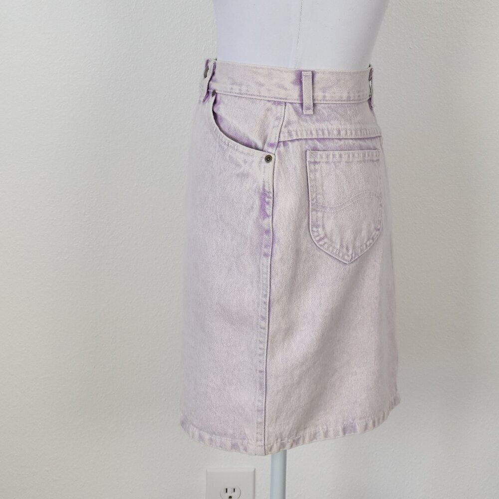 Vintage 80s LEE Denim Acid Wash Purple Pencil Skirt - 7 - Picture 4 of 11